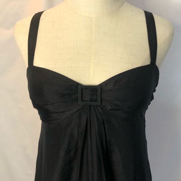 COUNTRY ROAD 100% Black Silk Camisole Size XS, buckle detail, zipper, straps - Picture 2 of 12